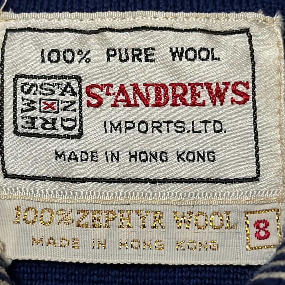 Vintage Wool Sweater Jacket-Blue/White-Button Front-MCM Vibes-Sz 8 - Picture 3 of 16
